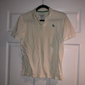 ABERCROMBIE & FITCH White Polo with Teal Logo